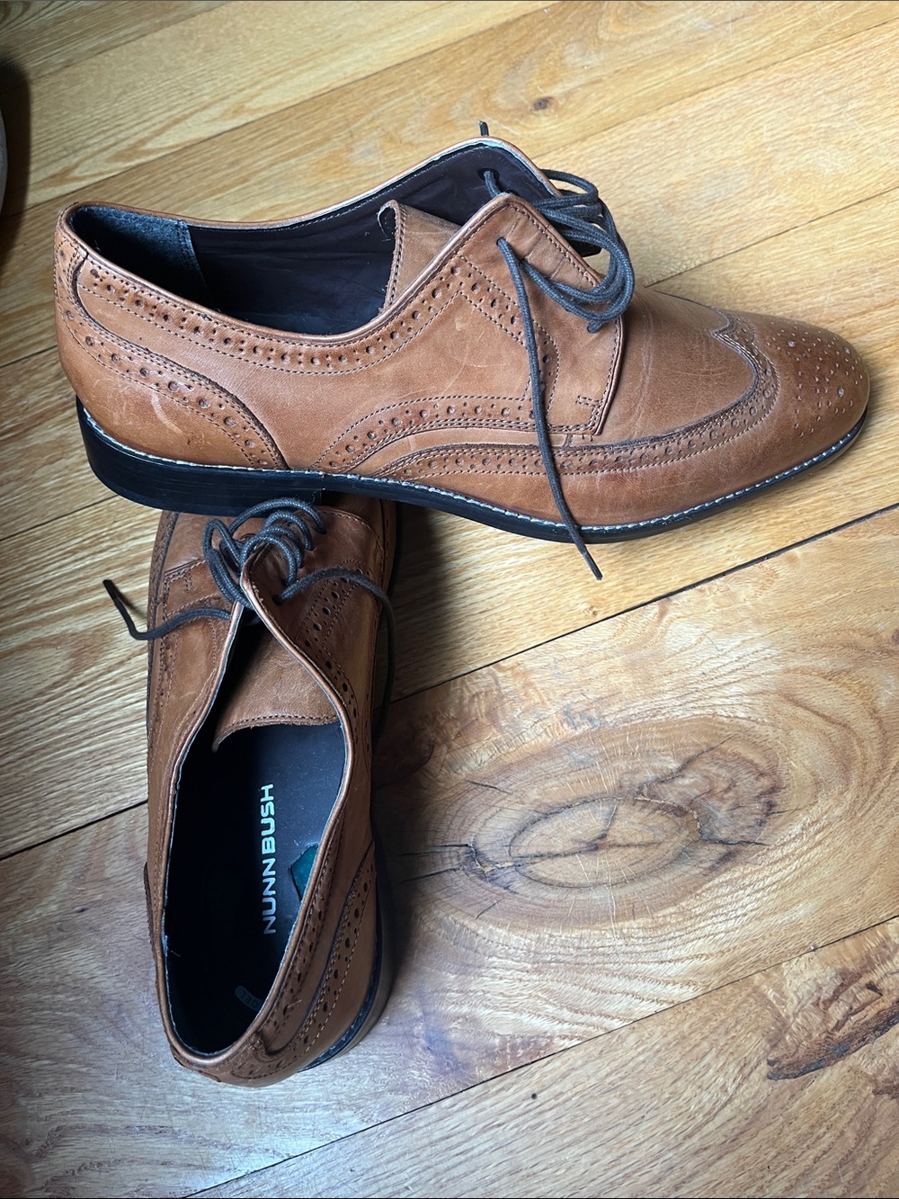 Nunn Bush Men's Brown Leather Wingtip Derby Oxfords